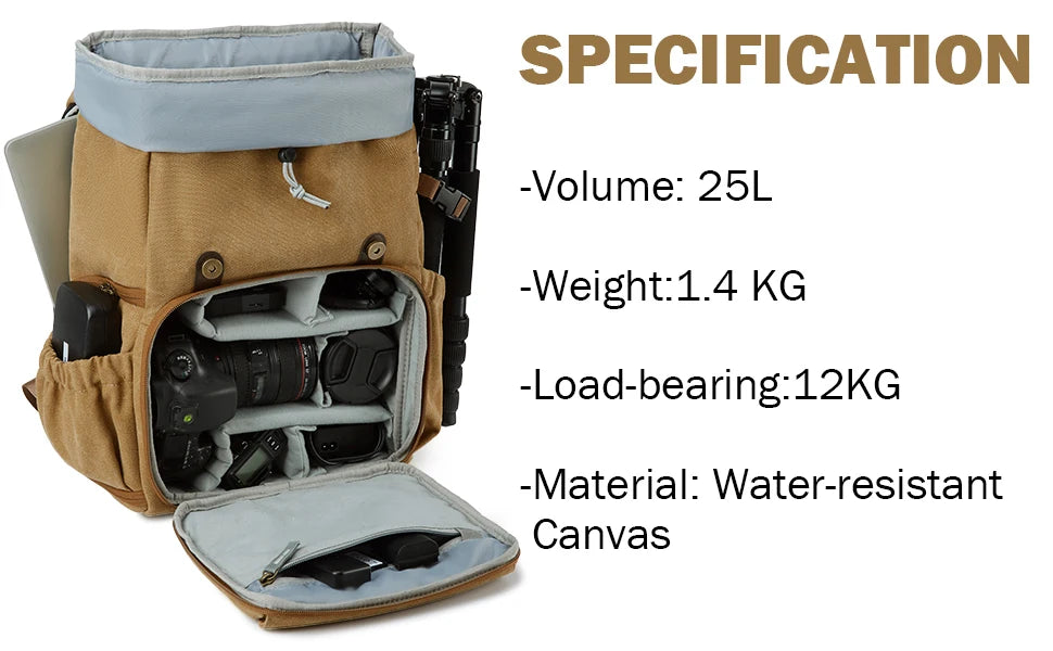 BAGSMART Waterproof Camera Backpack with Tripod Holder