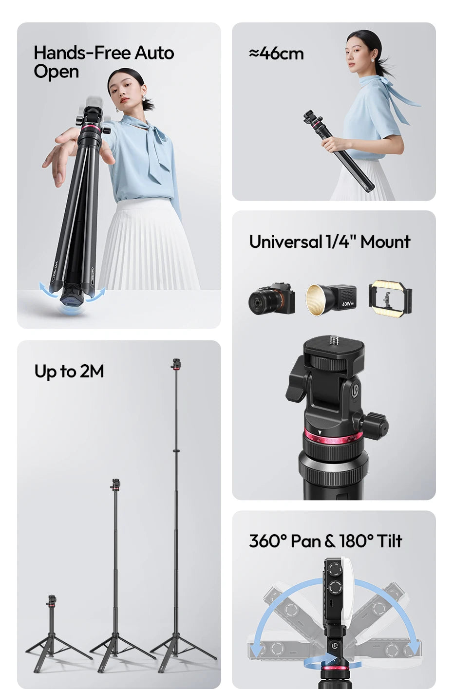 Ulanzi MT-80 Auto-Open 2m Tripod Light Stand