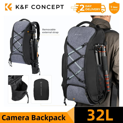 K&F Concept 25L/32L Large Camera Backpack with 15-Inch Laptop Compartment
