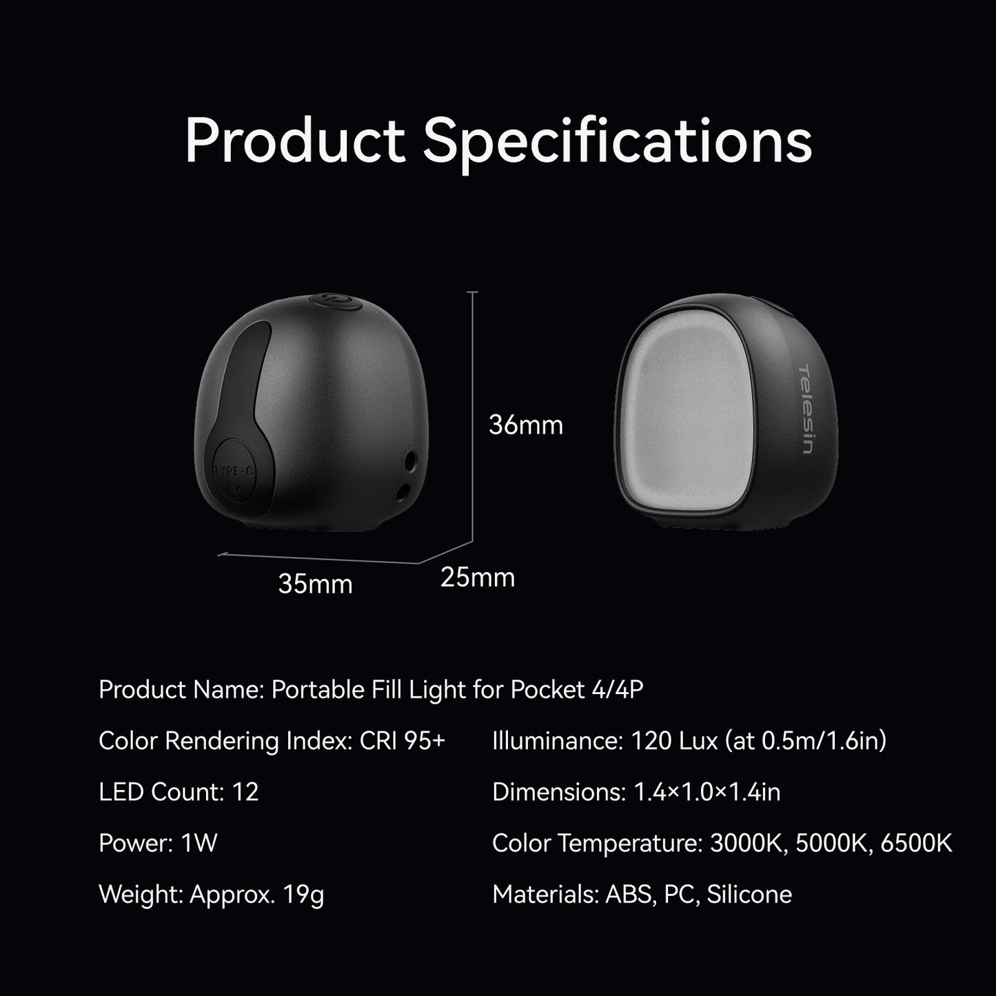 TELESIN Magnetic Mini Fill Light for DJI Osmo Pocket