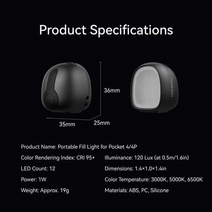 TELESIN Magnetic Mini Fill Light for DJI Osmo Pocket