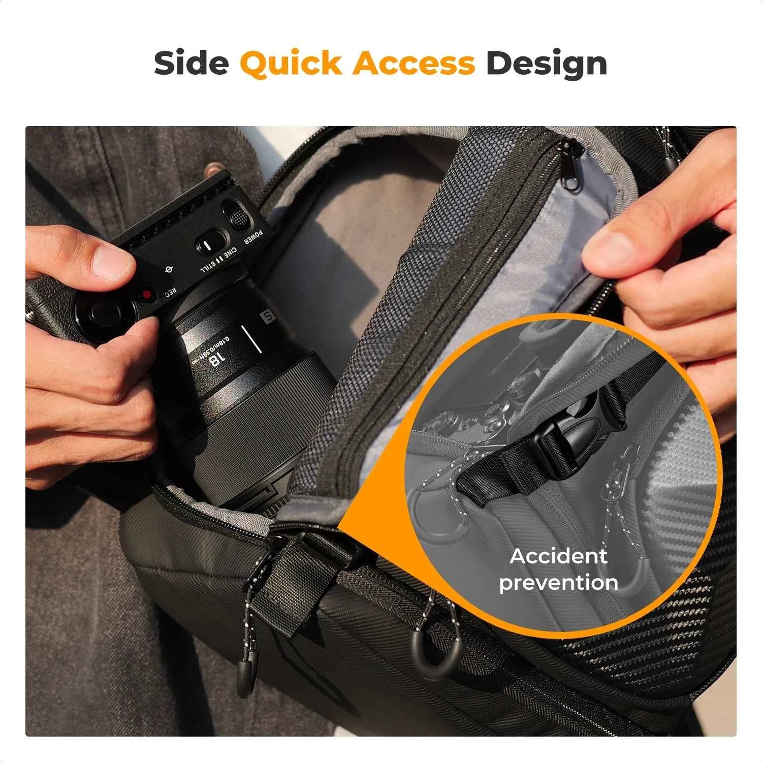 K&F CONCEPT 10L Camera Sling Bag Hardshell Photographers Shoulder Bag Crossbody Backpack Camera Bag For Sony Canon Nikon DSLR