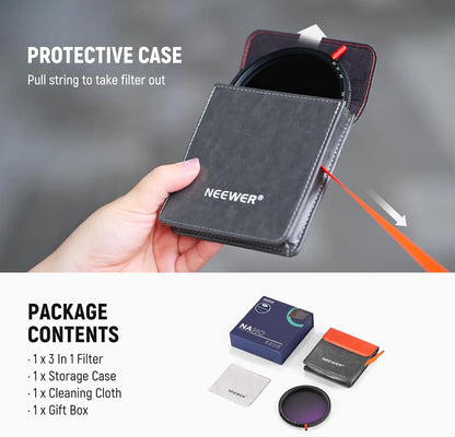 NEEWER 3-in-1 Variable ND, CPL & 1/4 Black Diffusion Filter