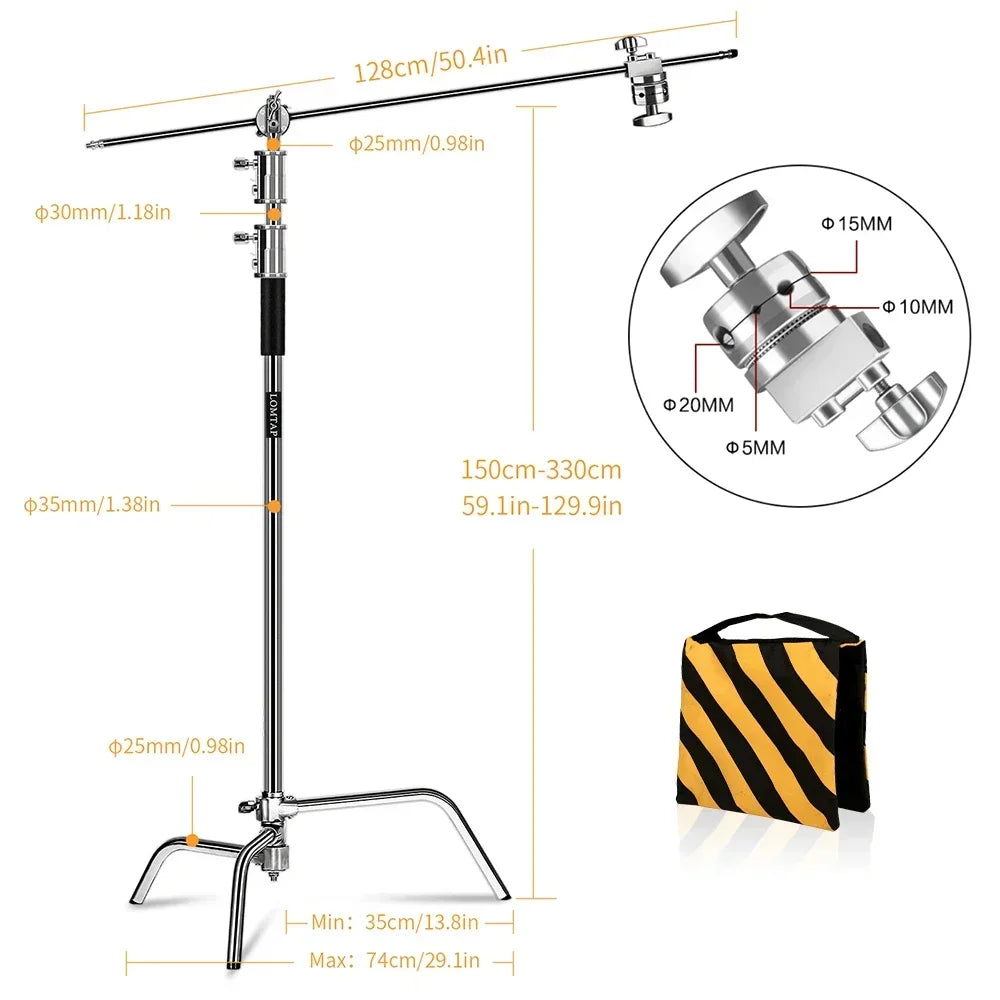 Heavy-Duty Stainless Steel Photography Light Stand