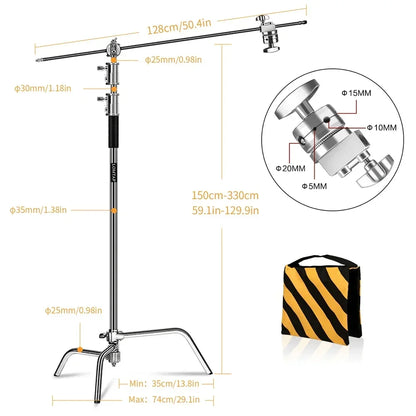 Heavy-Duty Stainless Steel Photography Light Stand