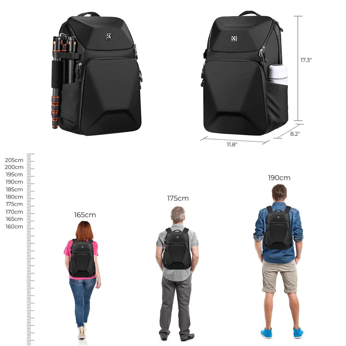K&F 20L Hardshell Camera Backpack with 15.6 Inch Laptop Compartment