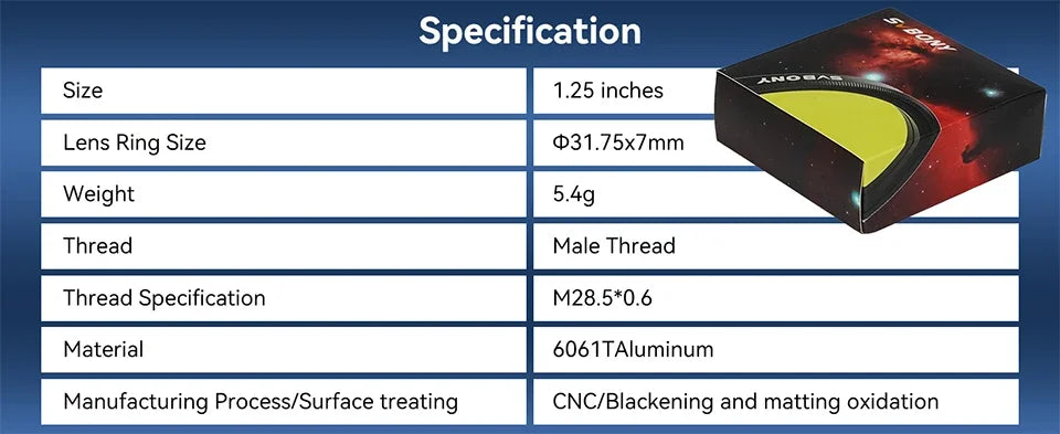 SVBONY SV220 7nm H-Alpha/OIII Dual-Band Telescope Filter