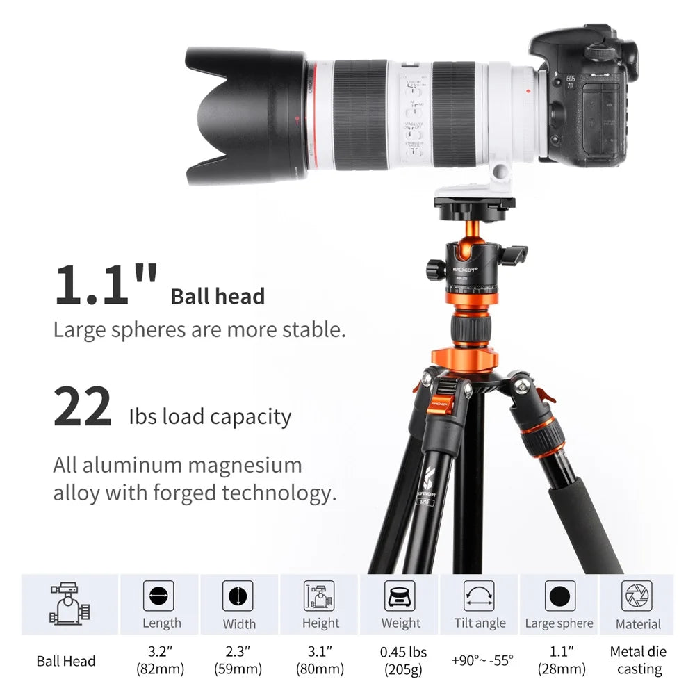 K&F 10kg Metal Tripod Ball Head with Quick Release Plate