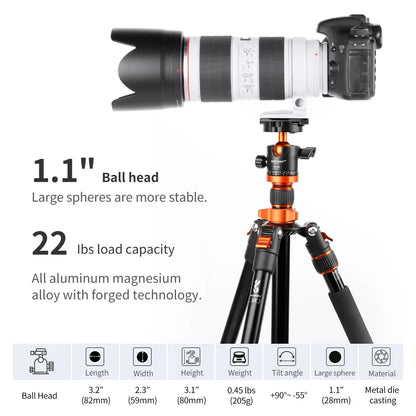 K&F 10kg Metal Tripod Ball Head with Quick Release Plate