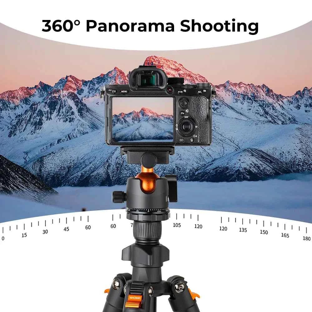 K&F CONCEPT Portable Camera Travel Tripod Flexible Vlog Tripod with 360 Degree Ball Head Quick Release for Canon Nikon Sony DSLR