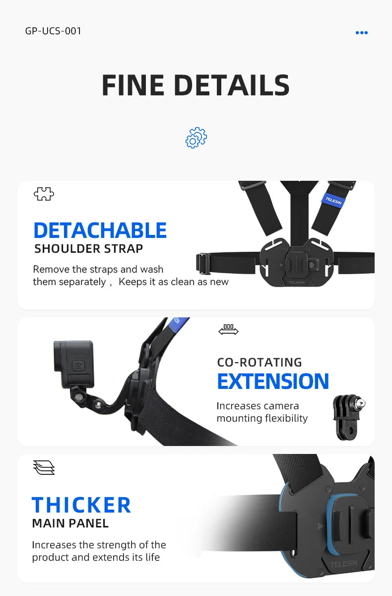 TELESIN Action Camera Chest Harness Mount