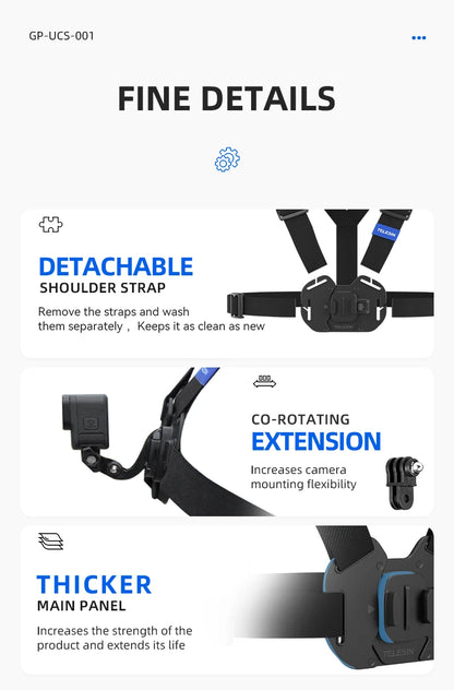 TELESIN Action Camera Chest Harness Mount