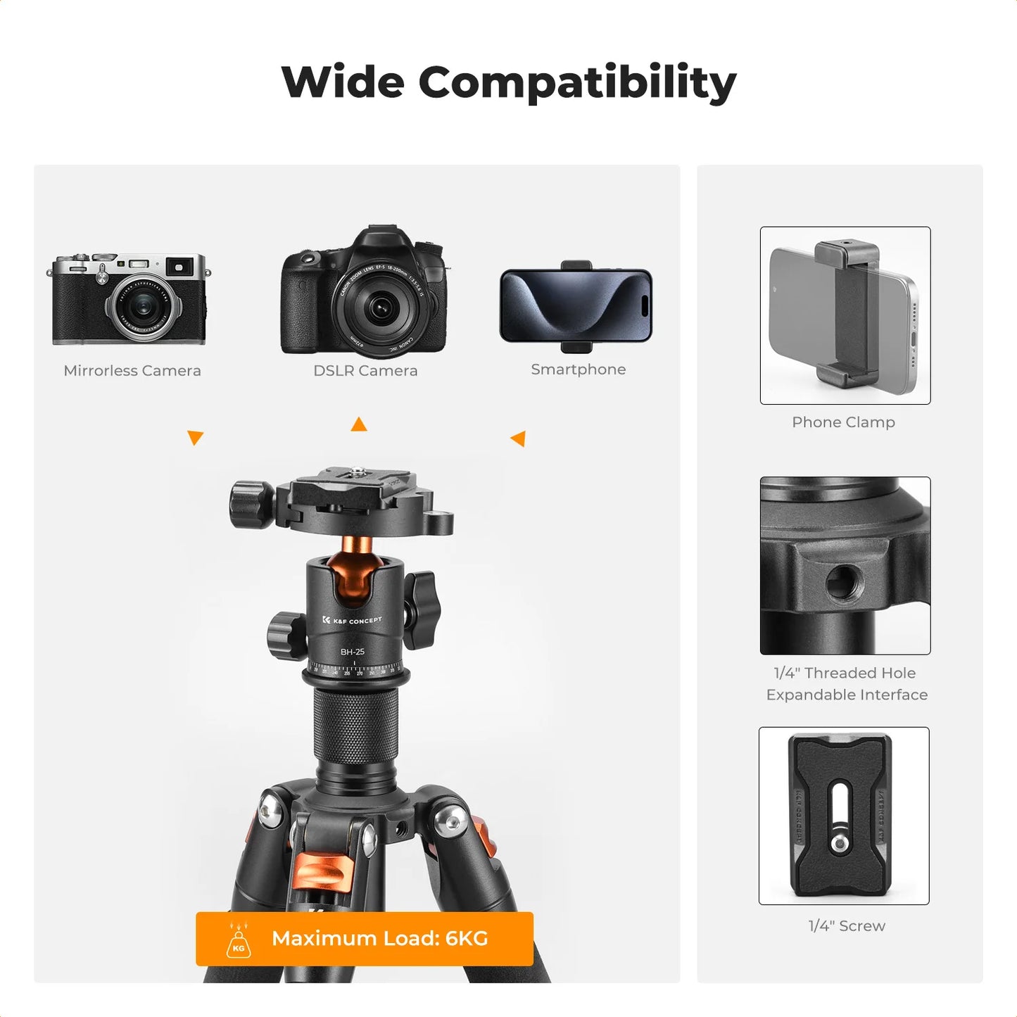 K&F 52cm Desktop Mini Tripod with Ball Head