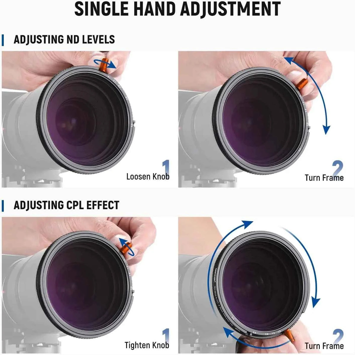 NEEWER 3-in-1 Variable ND, CPL & 1/4 Black Diffusion Filter