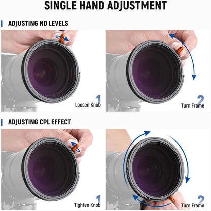 NEEWER 3-in-1 Variable ND, CPL & 1/4 Black Diffusion Filter