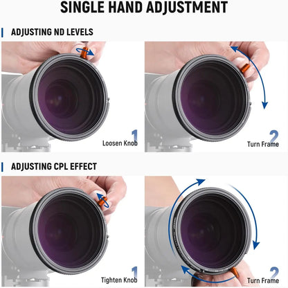 NEEWER 3-in-1 Variable ND, CPL & 1/4 Black Diffusion Filter