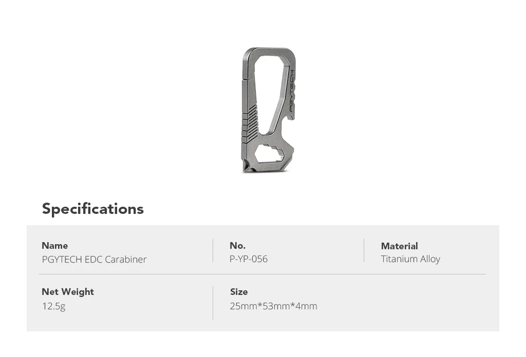 PGYTECH EDC Titanium Multifunction Carabiner Tool