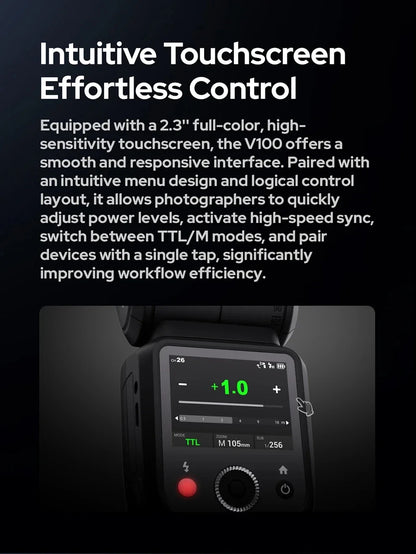 Godox V100 100Ws TTL Round Head Camera Flash