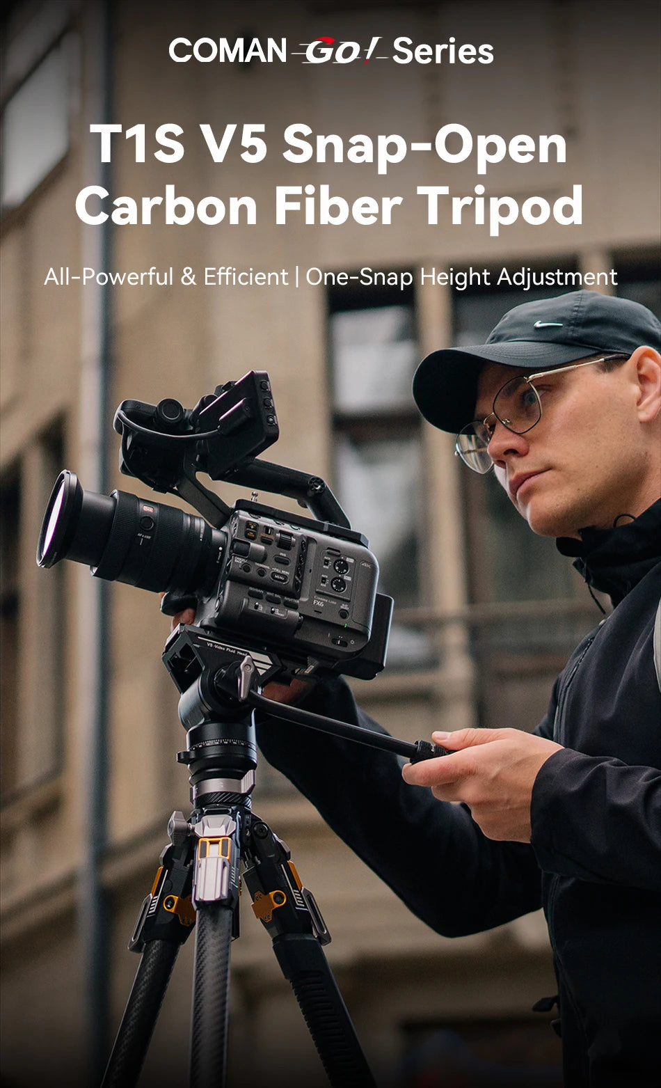 COMAN T1/T1S V5 Carbon Fibre Tripod with Video Head