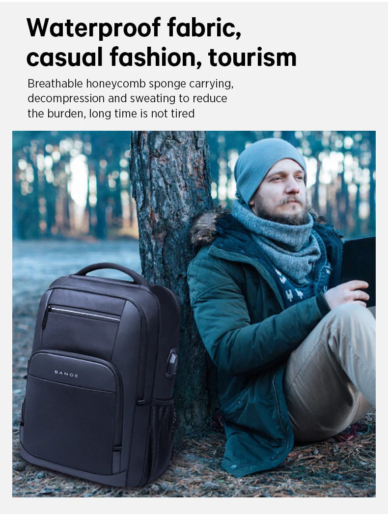 BANGE Lightweight 15.6-Inch USB Laptop Backpack