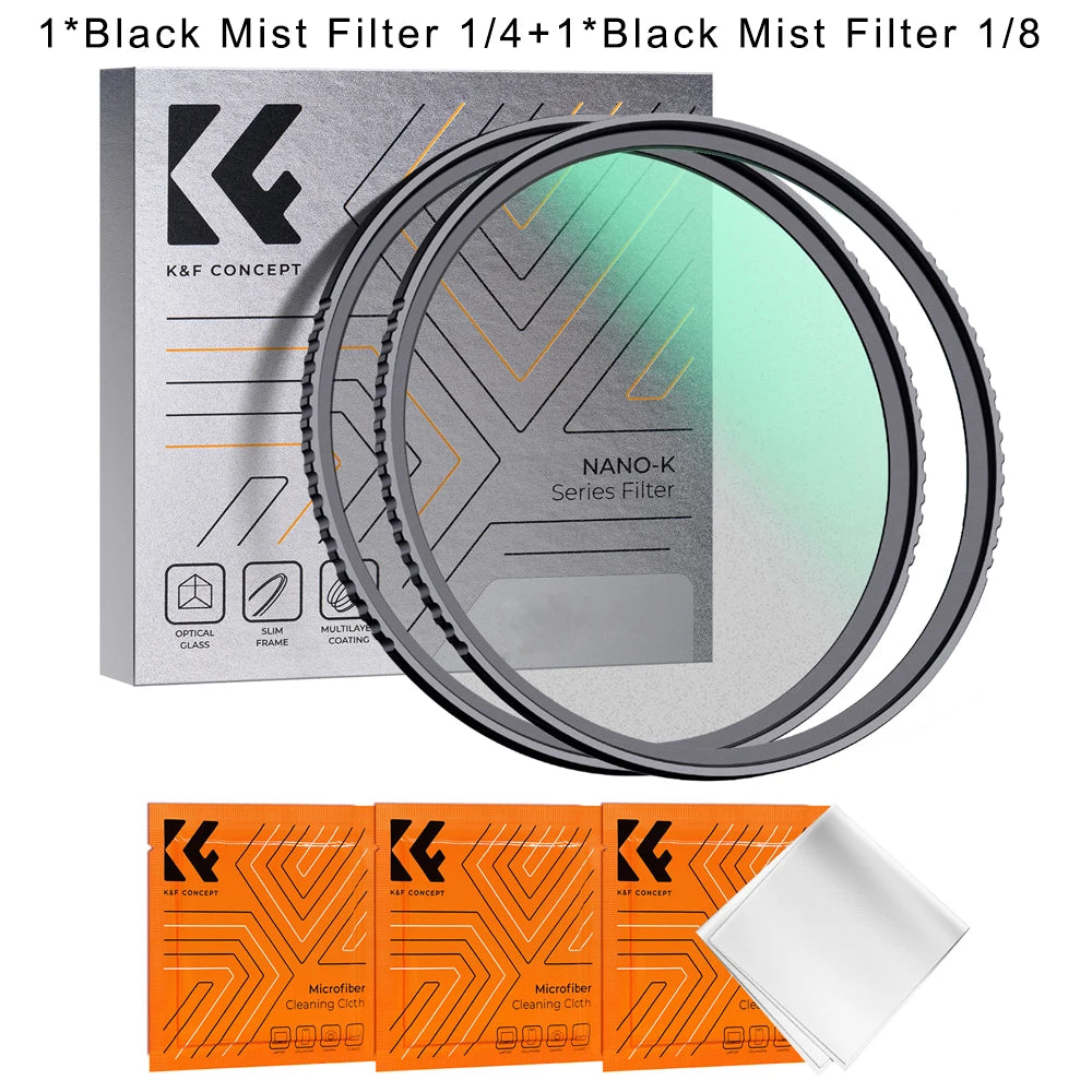 K&F Concept Black Mist Diffusion Lens Filter - 1-8 with 1-4 Set / 77mm