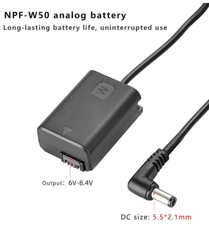 NP-F Battery Plate Adapter with NP-FW50 Dummy Battery Coupler