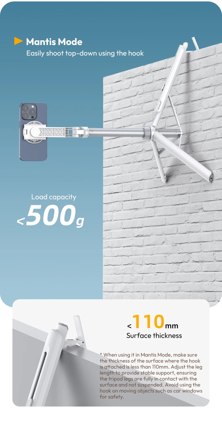 Ulanzi TT88 1.44m Overhead Phone Tripod with Magnetic Clamp