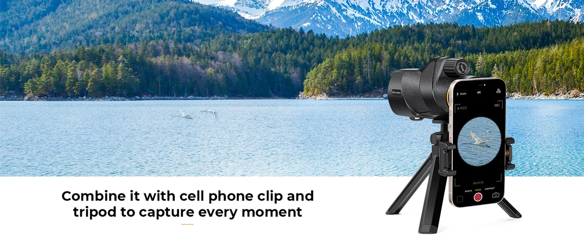 K&F 12x50 Waterproof Monocular Telescope with Phone Adapter