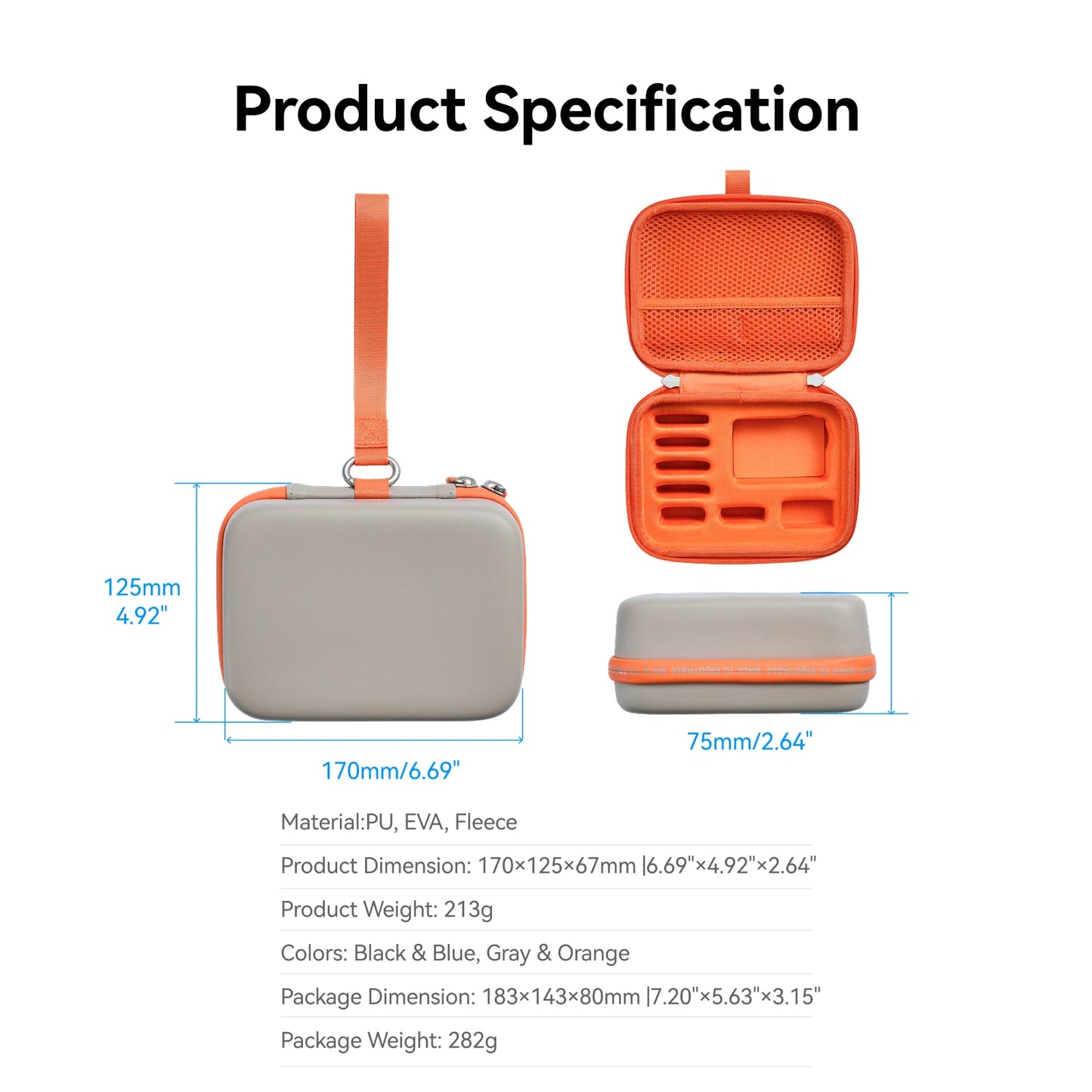 TELESIN Waterproof Action Camera Carrying Case for DJI Osmo Action
