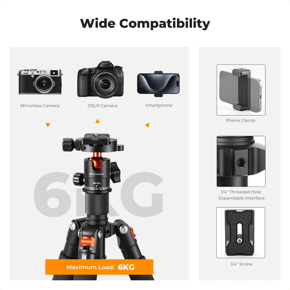 K&F S225A0 52cm Mini Desktop Tripod with Ball Head