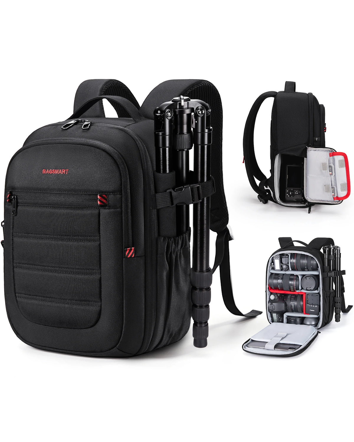 BAGSMART Expandable Camera Backpack with 15.6 Inch Laptop Compartment