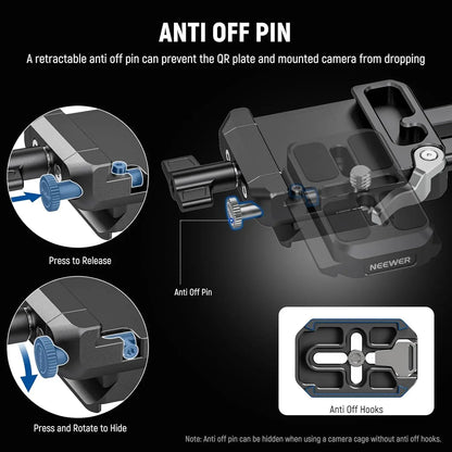 NEEWER Foldable V-Mount Battery Plate with Arca-Type Baseplate