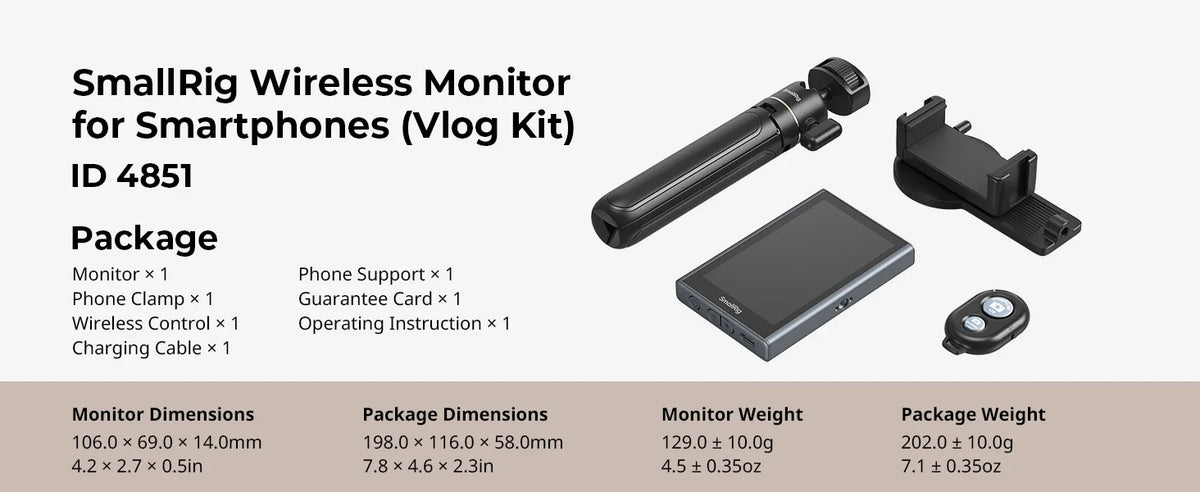 SmallRig 4851 Wireless Selfie Monitor for Smartphones