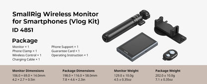 SmallRig 4851 Wireless Selfie Monitor for Smartphones
