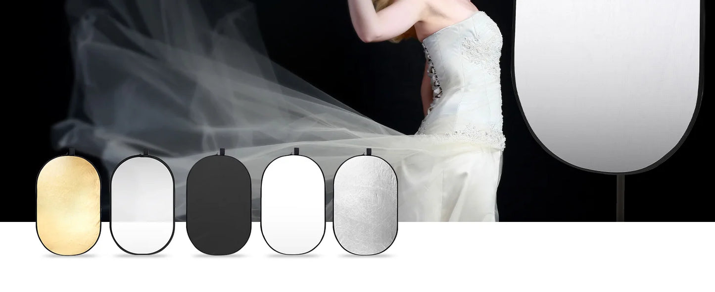 K&F Concept 5-in-1 Oval Photography Reflector - 60x90cm
