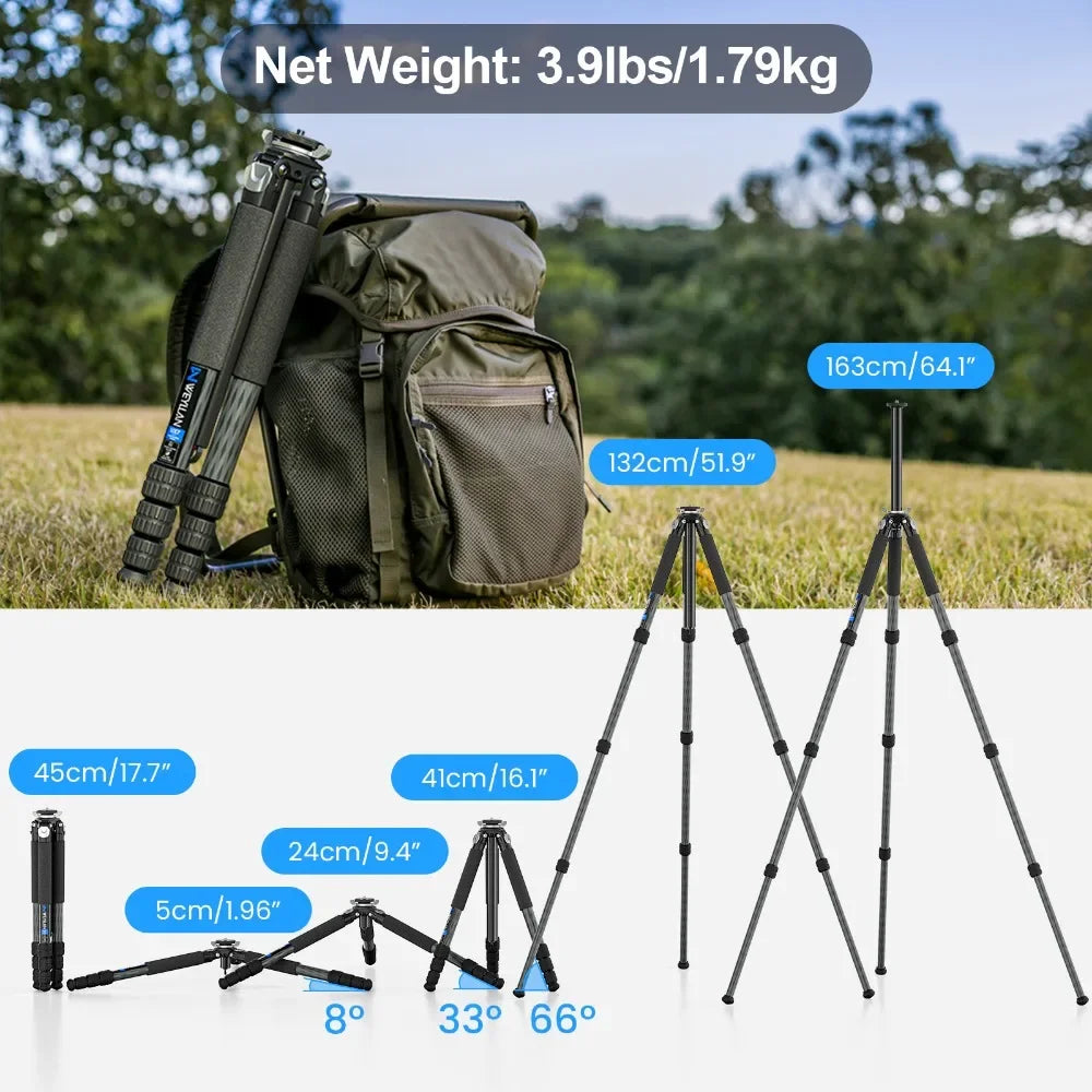 WEYLLAN UX7 Compact Carbon Fibre Travel Tripod