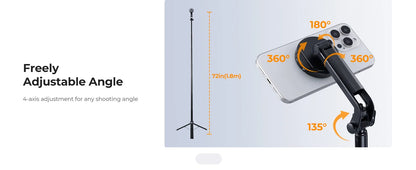 K&F Popod 72 Inch Magnetic Phone Selfie Stick Tripod