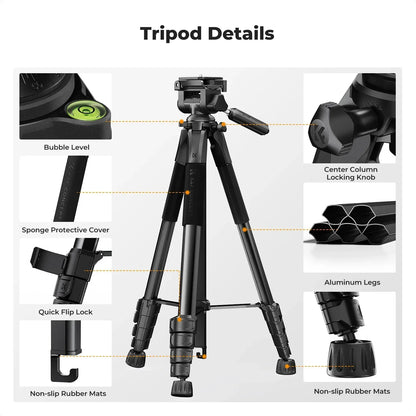 K&F S255A3 190cm Lightweight Camera Tripod