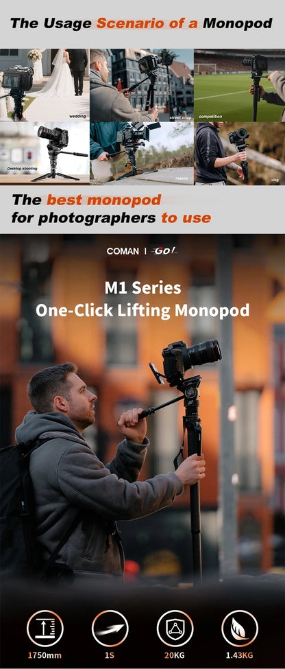 COMAN M1 Series Carbon Fibre Camera Monopod