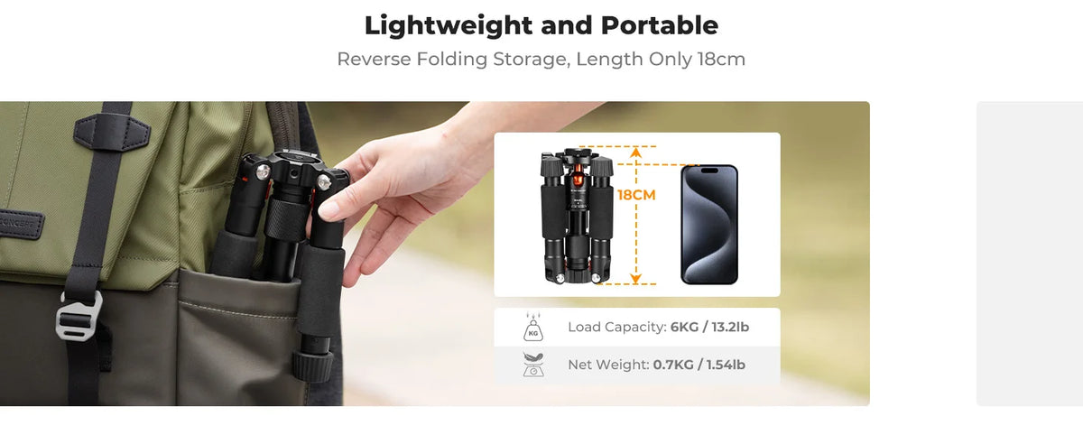 K&F S225A0 52cm Mini Desktop Tripod with Ball Head