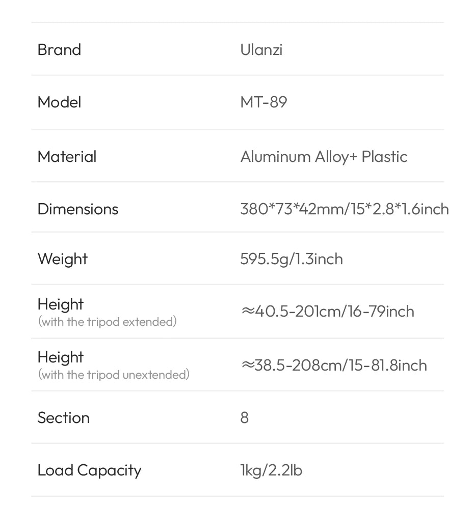 Ulanzi MT-89 2m Extendable Tripod Light Stand