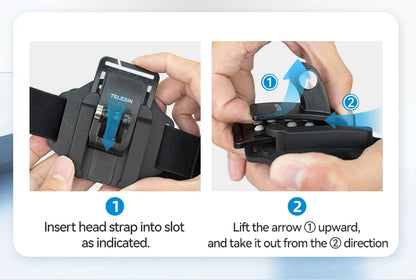 TELESIN 2-in-1 Action Camera Head Strap & Hat Clip