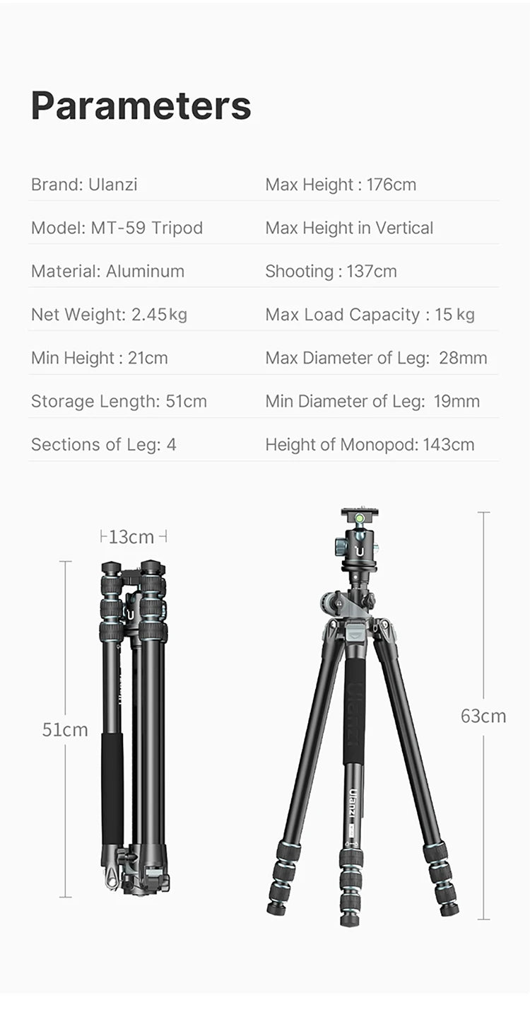 Ulanzi MT-59 Professional Overhead Camera Tripod