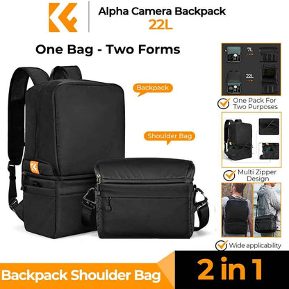 K&F Concept 22L 2-in-1 Camera Backpack & Shoulder Bag