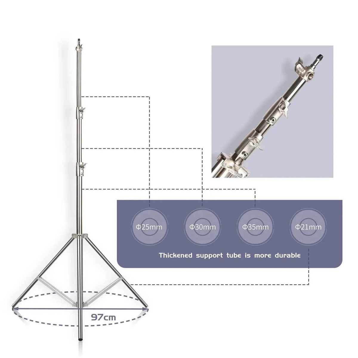 Heavy-Duty Stainless Steel Photography Light Stand