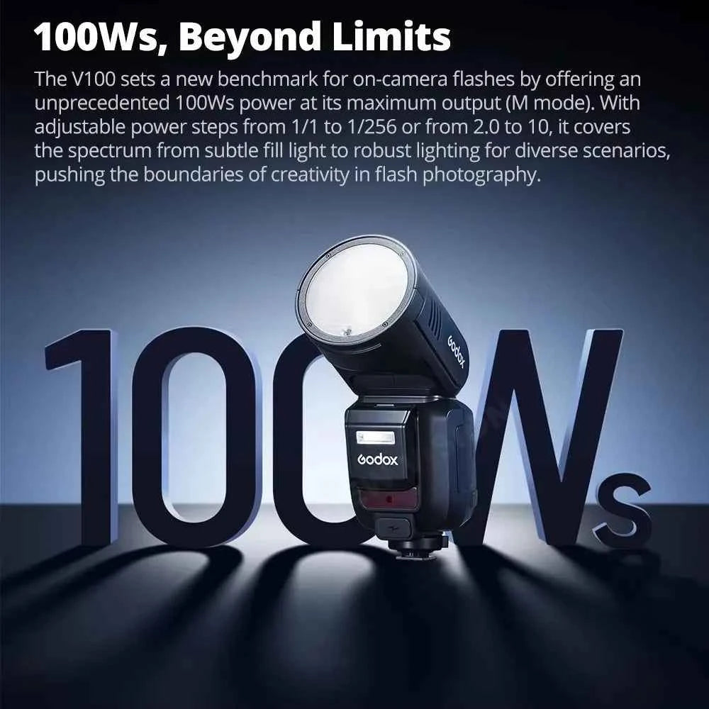 Godox V100 100Ws TTL Round Head Camera Flash