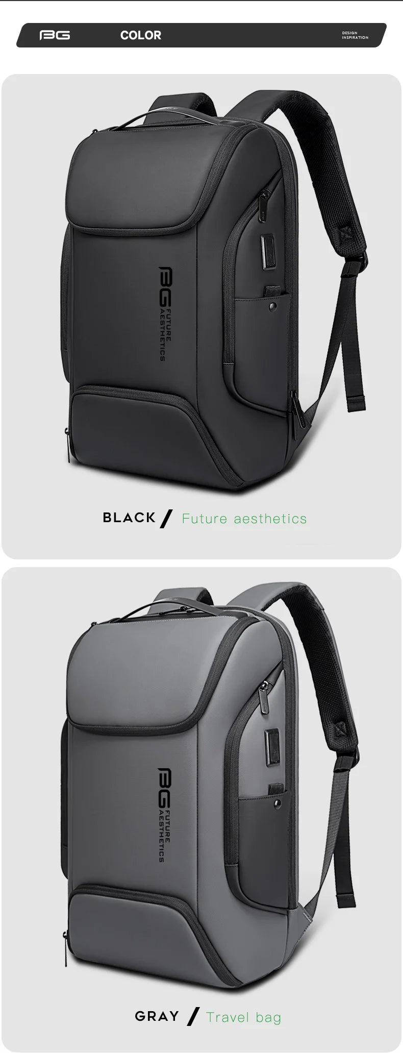 BANGE Business USB Charging 15.6-Inch Laptop Backpack