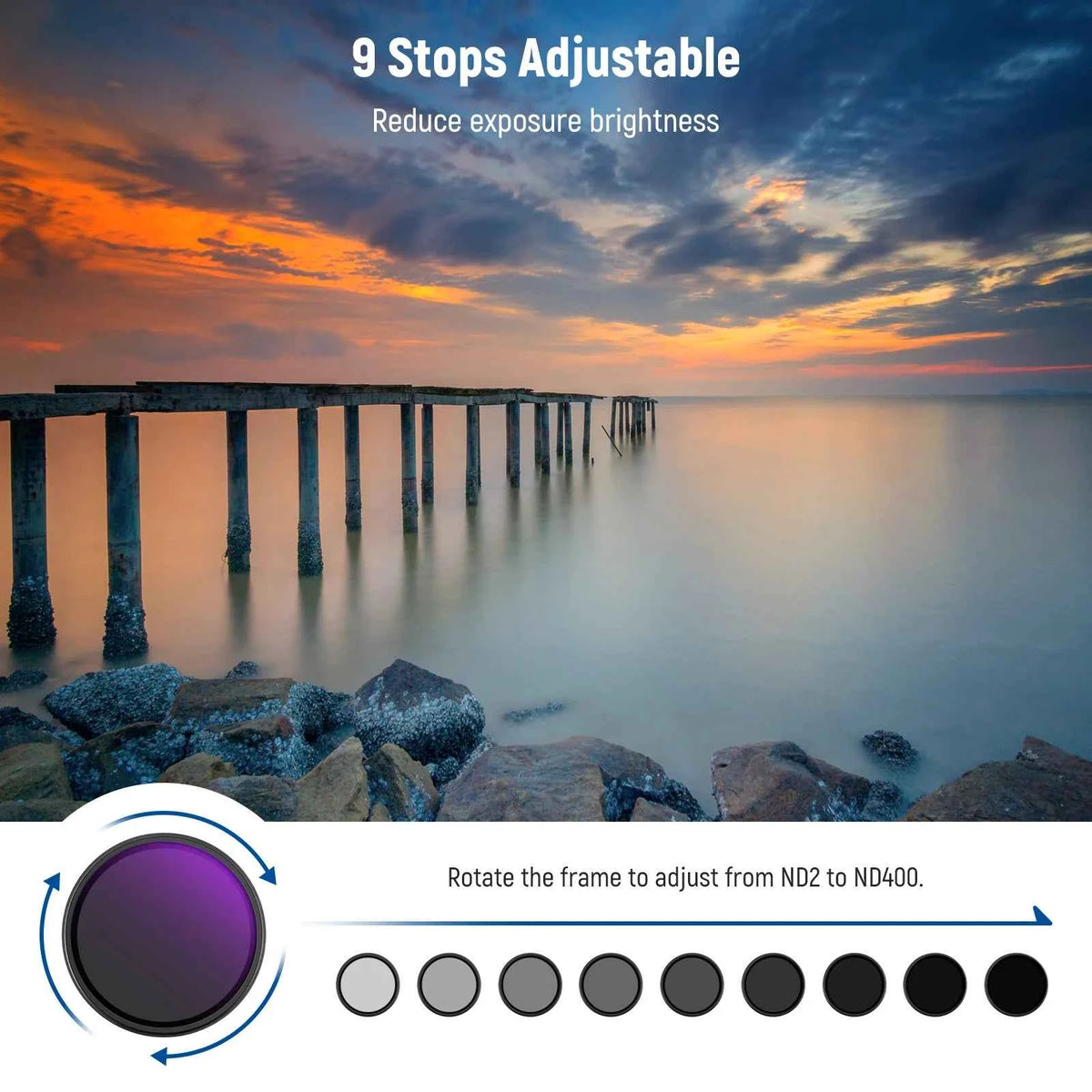 NEEWER ND2-ND400 Variable Neutral Density Lens Filter