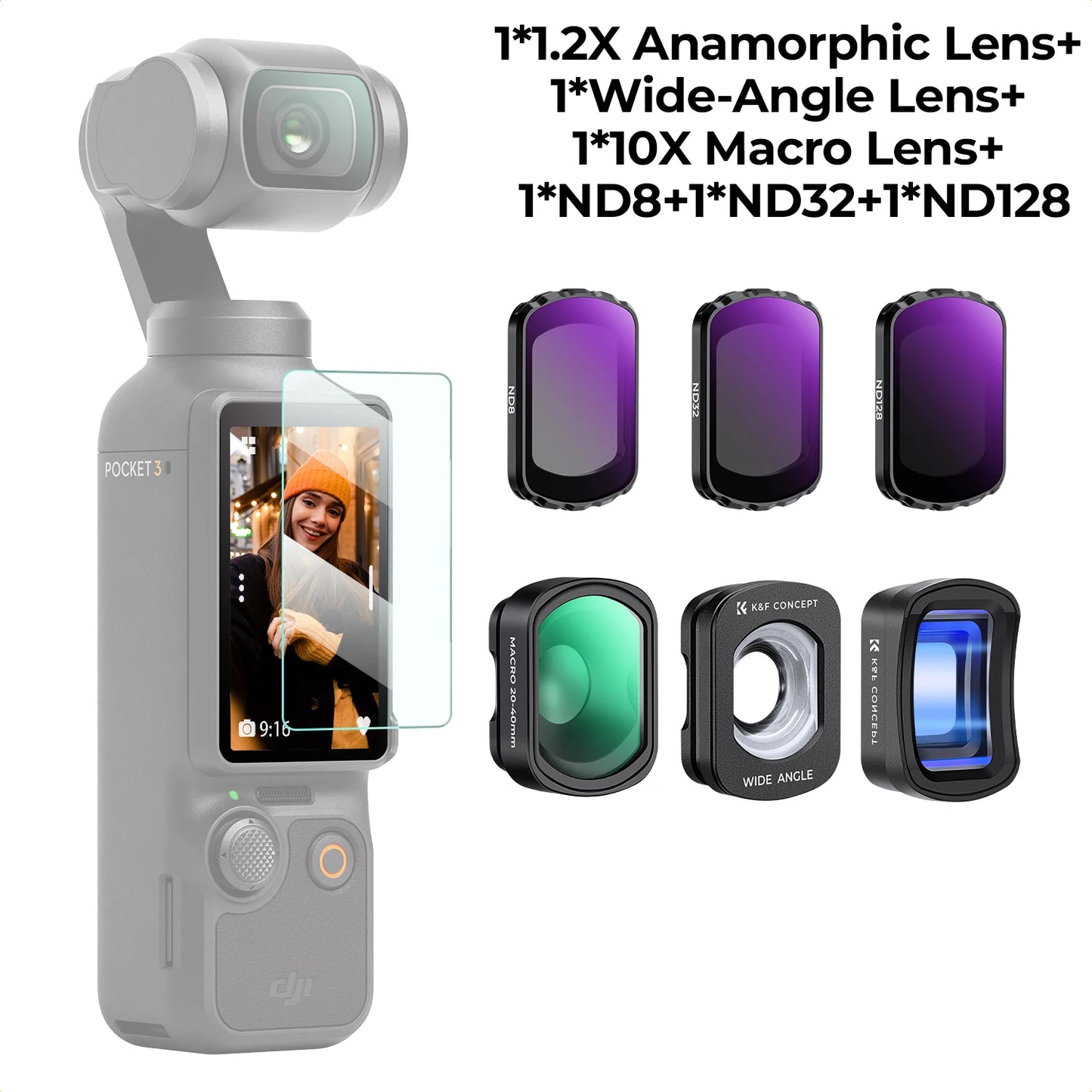 K&F Concept DJI Osmo Pocket 3 Filter & Lens Kit - 1 Black Mist 1-2