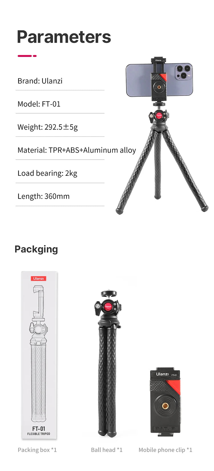 Ulanzi FT-01 Mini Flexible Camera Tripod